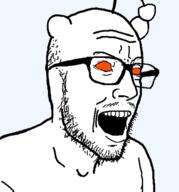 antenna ear esam glasses mustache open_mouth orange_eyes reddit soyjak stubble variant:esam // 600x642 // 100.3KB