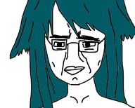 anime blue_hair chud closed_mouth girl glasses hair saya_(saya_no_uta) saya_no_uta soyjak variant:unknown video_game // 1120x900 // 173.8KB