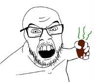 arm glasses hand holding_object holding_poop open_mouth poop soyjak stinky stubble variant:feraljak // 1045x908 // 200.5KB