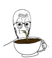 coffee cup drinking drinking_straw glasses hand holding_object mug no_nose sip soyjak stubble variant:Cobbert // 230x255 // 17.0KB