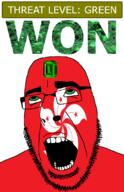 ahegao country emerald flag flag:hong_kong flower gem glasses green green_eyes hair hong_kong looking_up open_mouth plant schlog_color_event soyjak soyjak_blog star_(symbol) stubble teeth text threat_level_green variant:cobson won // 721x1115 // 170.0KB