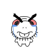 angry buck_teeth closed_mouth crying deltarune eyebrows glasses large_eyebrows noelle_holiday red_eyes soyjak stubble tear teeth variant:uglyfuckingthing // 1000x1000 // 17.8KB