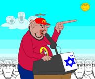 amerimutt black_dildo crowd dildo star_of_david subvariant:neutralplier sun variant:gapejak variant:impish_soyak_ears variant:markiplier_soyjak variant:tony_soprano_soyjak // 1200x1000 // 165.5KB