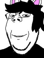 cat_ear ear glasses hair smile soyjak stubble subvariant:wholesome_soyjak variant:gapejak // 600x800 // 86.4KB