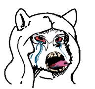 bloodshot_eyes distorted furry glasses glegle lgbt_(4chan) slopjak soyjak tongue tranny tranny_meme variant:unknown // 312x293 // 41.0KB