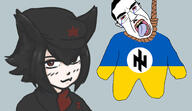 alunya azov_battalion communism crying flag glasses hair leftypol mustache nazism oink paxiti red_eyes rope schutzstaffel subvariant:chudjak_front suicide tongue ukraine variant:chudjak yellow_teeth z_(russian_symbol) // 2636x1523 // 588.9KB