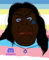 angry black_skin boylover_symbol brown_skin clothes discord discord_trannies flag flag:map flag:transgender_pride_flag groom groomcord groomer hair makeup meta:tagme necklace nintendo pedophile remphan soyjak star_of_david stubble trannies tranny troons variant:alicia video_game yellow_teeth // 592x720 // 43.0KB