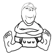 animated arm body_variant:diaper_gape crossed_arms diaper foot full_body glasses hand leg piss poop poopjak sitting smile soyjak stubble subvariant:wholesome_soyjak variant:gapejak // 400x400 // 114.9KB