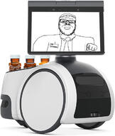 bottle closed_mouth clothes doctor dr_soyberg hand head_mirror irl meds necktie objectsoy pills pointing robot screen soyjak stubble variant:a24_slowburn_soyjak variant:feraljak // 617x732 // 110.4KB