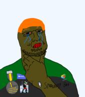 autism award brown_skin closed_mouth crying discord eyebrows furry glasses green_shirt orange_hair red_eyes red_lips shemmy shemmycaca shemmycuck shemmytroon soygem_party stubble subvariant:steve_chuds subvariant:steve_chuds2 text transheart variant:chudjak // 529x597 // 40.2KB