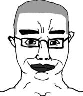 black_lips closed_mouth glasses skinhead soyjak subvariant:chudjak_front variant:chudjak // 484x561 // 30.7KB