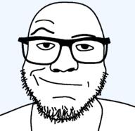 artist:hellcat closed_mouth clothes glasses looking_at_you raised_eyebrow smirk smug soyjak stubble transparent_background variant:redditjak // 729x705 // 8.7KB