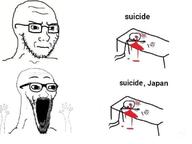 ack anhero arm blood concerned death frown glasses hand hands_up japan open_mouth soyjak stubble subvariant:soyak_(irritated) subvariant:wewjak suicide text thing_japanese variant:soyak // 680x509 // 166.1KB