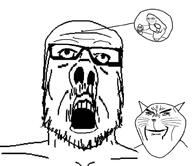 3soyjaks animal arm cat cat_ear cell distorted ear glasses hand joystick lever mind_control mustache ominous open_mouth smile smug soyjak stubble subvariant:impish_meowjak toxoplasmosis variant:a24_slowburn_soyjak variant:impish_soyak_ears variant:soyak whisker // 1000x866 // 196.5KB