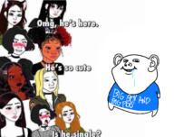baby clothes drool femjak girls meme omg_hes_here small soyjak text tshirt variant:impish_soyak_ears variant:wojak // 1498x1183 // 1.3MB