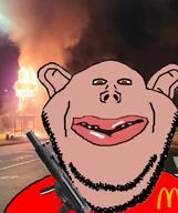amerimutt burning front_facing gun mcdonalds mp5 subvariant:impish_amerimutt variant:impish_soyak_ears // 1000x1189 // 646.0KB