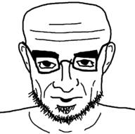 beard black_and_white ear eyebrows eyes front_facing glasses head open_mouth oppenheimer soyjak stubble template variant:soyppenheimer // 726x720 // 9.1KB