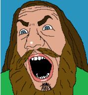 angry beard brown_hair hair jimmy_davis meta:low_resolution mustache open_mouth soyjak variant:cobson youtuber // 185x200 // 10.5KB