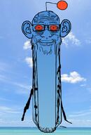 antenna bloodshot_eyes blue_skin calm closed_mouth cloud crazed ear glasses irl_background red_eyes reddit redditard sky smile soyjak stretched_chin stretched_mouth stubble variant:markiplier_soyjak vein water wrinkles // 718x1062 // 555.6KB
