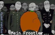 FNWO arm banner closed_mouth clothes coat collar_tabs downfall_(movie) ear epaulettes froot froot_(user) glasses hand jacket leaf military_jacket military_uniform multiple_soyjaks orange_skin plant reichsadler soyjak_party stubble subvariant:wholesome_soyjak text variant:chudjak variant:gapejak variant:markiplier_soyjak variant:nojak white_text // 300x190 // 71.2KB