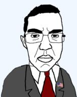 closed_mouth clothes ear flag glasses necktie politician politics soyjak subvariant:patrick suit united_states variant:chudjak // 960x1208 // 332.0KB
