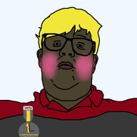 award blond blush brown_skin clothes glasses hair hunky_twink_sex_machine nate natejak nusoicaca nuvariant shitskin slopjak soyjak_party text variant:streisandjak yellow_hair // 768x768 // 55.2KB