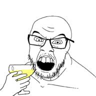 angry chalice drink glass glasses hair hand holding_object looking_at_you mustache open_mouth piss soyjak stubble teeth variant:feraljak wine_glass // 1500x1500 // 38.7KB