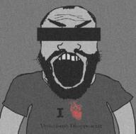 angry arm balding beard censored clothes forehead_lines forehead_wrinkles i_heart i_love kidnap missing open_mouth soyjak static subvariant:science_lover t-shirt text tshirt v-shaped_eyebrows variant:markiplier_soyjak // 800x789 // 1.0MB
