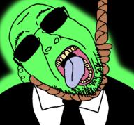 central_intelligence_agency clothes glasses glowing glownigger hanging necktie open_mouth rope soyjak stubble suit tongue trend:glowie variant:bernd // 768x719 // 82.5KB