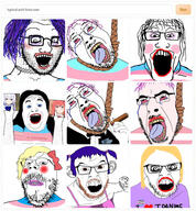 a_(4chan) acne angry anime arch_linux arm bloodshot_eyes blue_hair blush bowtie chino_kafuu cigarette clothes crazed crying dall_e dead ear flag gabriel_dropout glasses gnulinux gochiusa hair hand hanging holding_object i_love makeup mustache nintendo open_mouth ornament purple_hair rope satania smoking soyjak stubble subvariant:crazed_troonjak subvariant:soyak_(crazed) suicide text tongue tranny tuxedo variant:alicia variant:bernd variant:cobson variant:feraljak variant:gapejak variant:markiplier_soyjak variant:soyak video_game white_skin yellow_hair yellow_teeth // 560x604 // 176.6KB