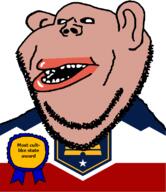 amerimutt award black_sclera brown_skin clothes cult ear flag flag:utah lips mormon mutt open_mouth soyjak state stubble subvariant:impish_amerimutt text united_states utah variant:impish_soyak_ears // 685x793 // 48.4KB