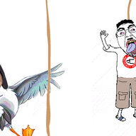 ack animated awkwafina bloodshot_eyes chud full_body glasses hanging mustache open_mouth rope scuttle stubble swastika text the_little_mermaid tongue variant:bernd // 632x416 // 77.6KB