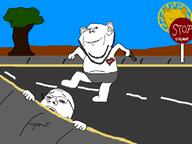 american_history_x artist:sabiopajin bite_the_curb bloodshot_eyes crying curb_stomp death ear flag:sweden gun holding_gun imp_won meta:tagme red_eyes retard retarded series:imp_&_gape small_eyes small_head small_nose sonnenrad stop_sign stubble subvariant:anders sun tattoo tree underpants user=sabiopajin variant:gapejak variant:impish_soyak_ears // 800x600 // 121.8KB