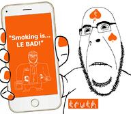 2soyjaks apple_(company) arm biting_lip clothes doctor dr_soyberg frown full_body gigachad glasses hand head_mirror holding_object holding_phone implied_smoking iphone leg meds mustache orange_nails orange_skin pointing pointing_at_viewer soyjak spades stubble subvariant:hornyson text truth_(company) variant:a24_slowburn_soyjak variant:cobson wojak // 1080x942 // 369.2KB
