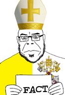 bald catholic christianity closed_mouth clothes cross ear fact flag flag:vatican_city glasses hair hand hat holding_object holding_sign key looking_at_you papal_tiara stubble subvariant:orthodoxson variant:cobson // 822x1192 // 269.9KB