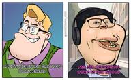 americaman artist:americaman clothes glasses hair mutt open_mouth soy_parody subvariant:impish_amerimutt text variant:impish_soyak_ears white_skin // 1696x1044 // 251.5KB