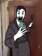 bbc blue_eyes dildo faggot hair holding_dildo holding_object phone pride_flag selfie stubble whatifalthist // 1080x1440 // 154.5KB