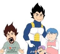 bulma dragon_ball series:I_love_my_hybrid_grandson subvariant:gapejak_female trunks variant:cobson variant:gapejak variant:impish_soyak_ears variant:shirtjak vegeta // 716x653 // 279.2KB