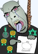 ack award awards bloodshot_eyes countrywar crying deviant deviantard deviantard_award deviantart deviantart_user drawing ear fat fella grey_skin hand hanging obese paper pointing poorly_drawn rope rotten_teeth star_of_david text tongue variant:cobson // 1044x1500 // 179.2KB