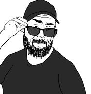 beard beautiful_ob cap clothes glasses hand hat holding_glasses holding_object merge soyjak stubble sunglasses variant:beautiful_ob variant:sobot // 700x720 // 24.7KB