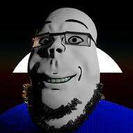 3d animated clothes glasses ominous smile soyjak stubble subvariant:wholesome_soyjak variant:gapejak video // 1000x1000, 5s // 1.2MB