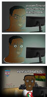 argentina bolivia brown_skin computer crying eyes_popping flag:argentina flag:bolivia flag:italy flag:transgender_pride_flag garbage glowing italy monitor no_sign red_eyes room smile smug variant:chudjak white_shirt // 1024x2122 // 968.8KB