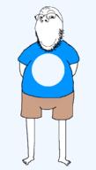 arm circle closed_mouth clothes full_body glasses good_boy leg shorts smile soyjak stubble tshirt variant:gapejak // 580x1020 // 30.6KB
