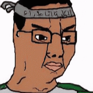 angry animated arabic_text battery belt bomb brown_skin clothes detonator glasses hair hand headband islam open_mouth soyjak suicide_bomber terrorist variant:chudjak // 256x399 // 701.2KB