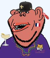 beads clothes crawfish daiquiri ear flag:france fleur-de-lys hat holding_glass holding_object lips louisiana lsu mardi_gras mutt purple_shirt red_skin saints seafood stubble subvariant:impish_amerimutt university variant:impish_soyak_ears // 752x867 // 232.2KB