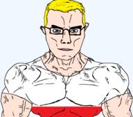 arm blue_eyes buff clothes glasses hair poland subvariant:chudjak_front subvariant:muscular_chud tshirt variant:chudjak vein // 530x465 // 54.9KB
