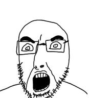 angry glasses open_mouth redraw soyjak stubble variant:cobson // 609x672 // 59.2KB