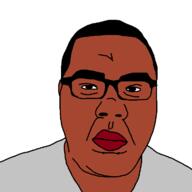 black_skin chud closed_mouth clothes ear glasses hair subvariant:fatchud // 720x720 // 12.8KB