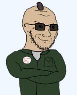 accurate arm award badge beige_skin closed_mouth clothes crossed_arms glasses green_jacket jacket mohawk shades shitty_haircut smile smug soyjak stubble subvariant:soyak_(smug) taxi_driver travis travis_bickle variant:soyak white_shirt // 564x699 // 16.4KB