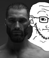 ear gigachad glasses nas:gigachad smirk soyjak stubble variant:soyak // 850x1000 // 404.7KB